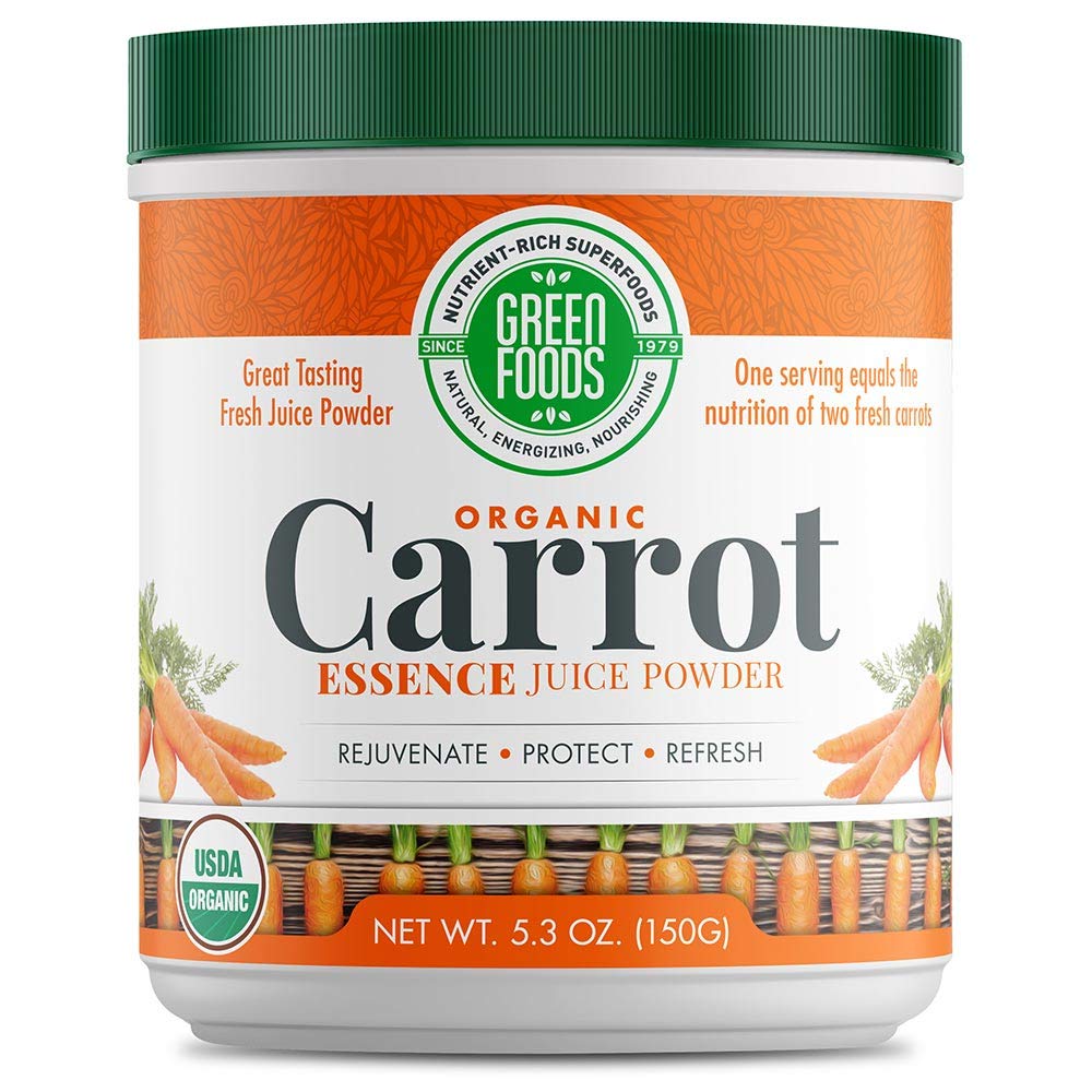 Carrot Essence powder container with label