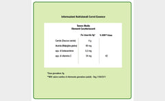 Supplement facts panel for Carrot Essence powder