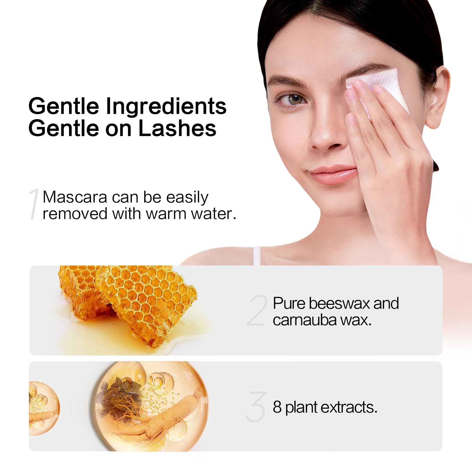 CARSLAN mascara quick-dry application captures fast drying to prevent clumps.