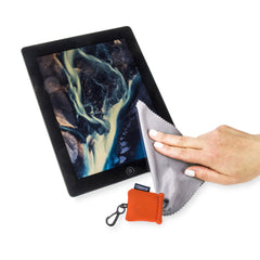 Cloth pulled from pouch for use