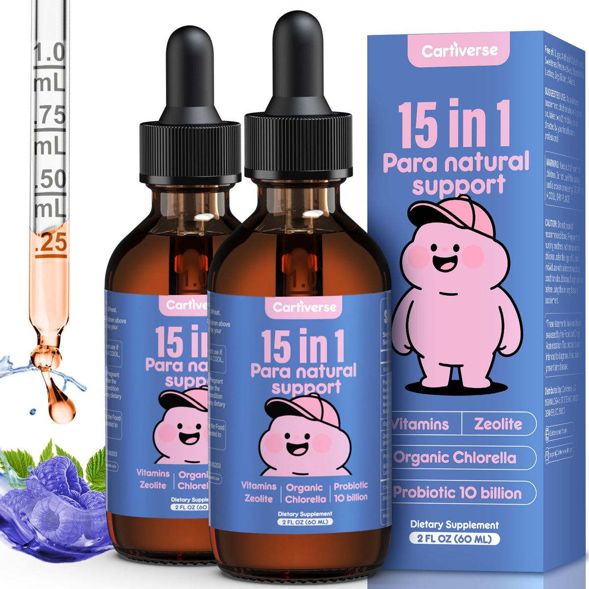 Cartiverse Parasite Cleanse hero image featuring Zeolite Detox Drops bottle (4 oz)