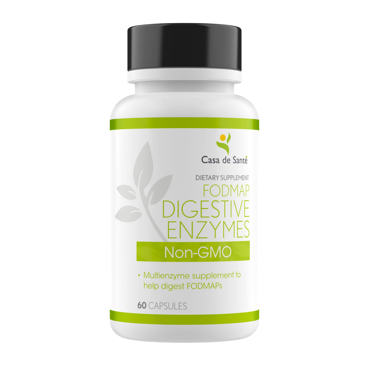 Casa de Sante FODMAP Digestive Enzymes bottle label on white