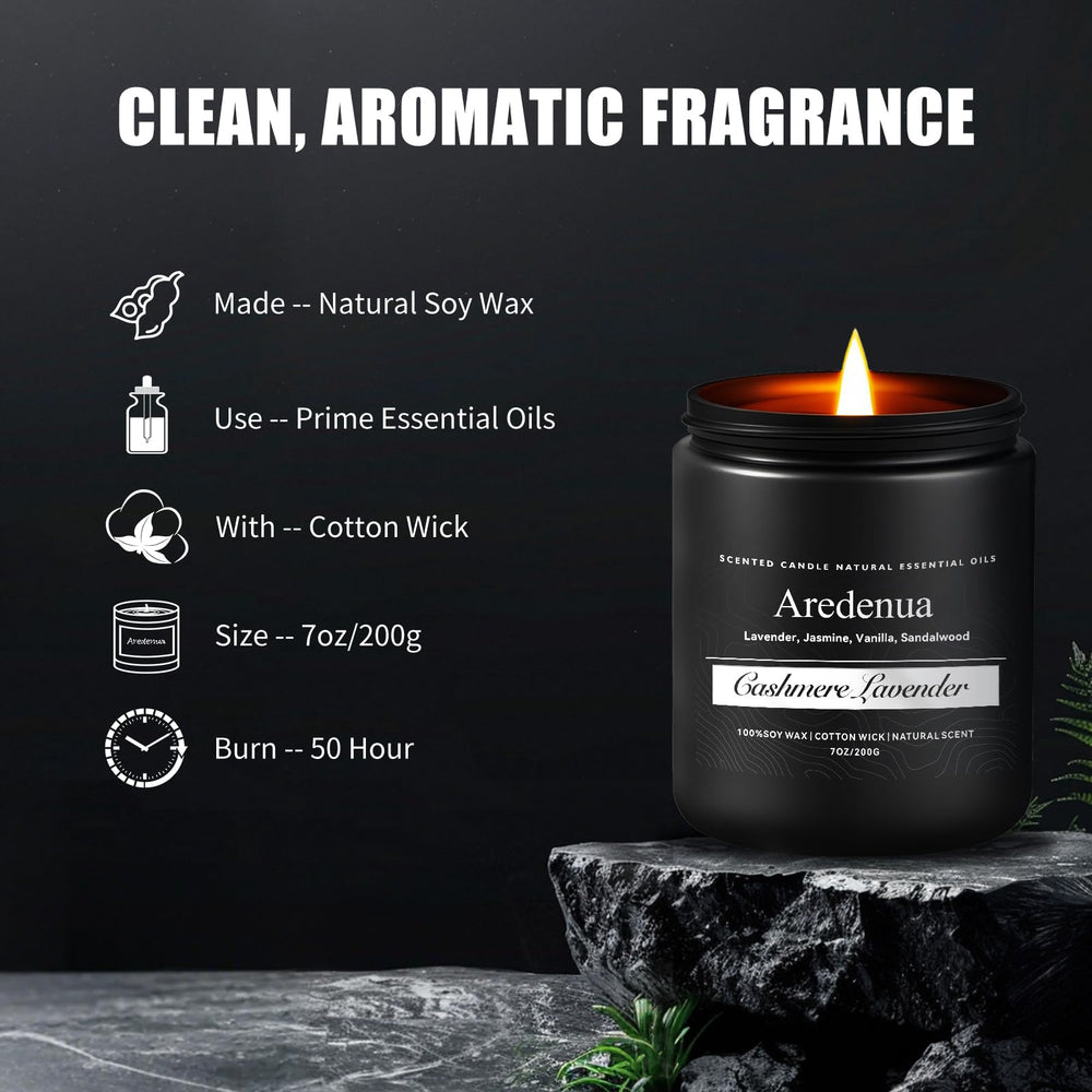 Soy wax candle with cotton wick burning cleanly
