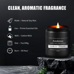 Soy wax candle with cotton wick burning cleanly