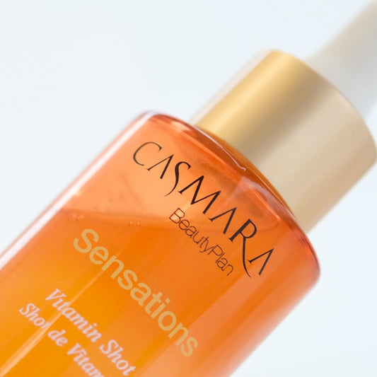 Close-up of Casmara Vitamin C Serum bottle label