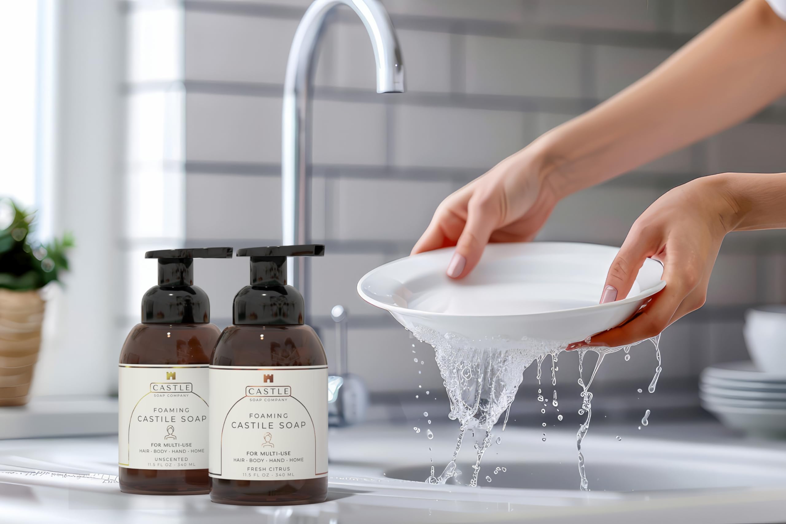 Castle Soap Company castile unscented dish soap for dishes and grime