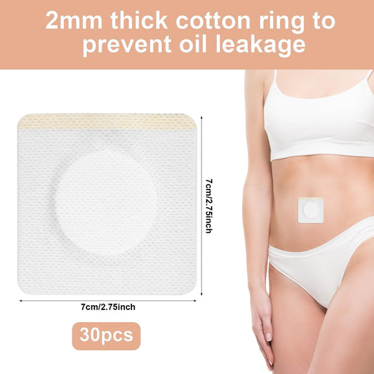 Close-up of a single belly button patch showing 7x7 cm size