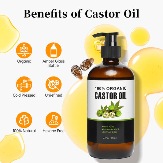 8oz organic castor oil bottle
