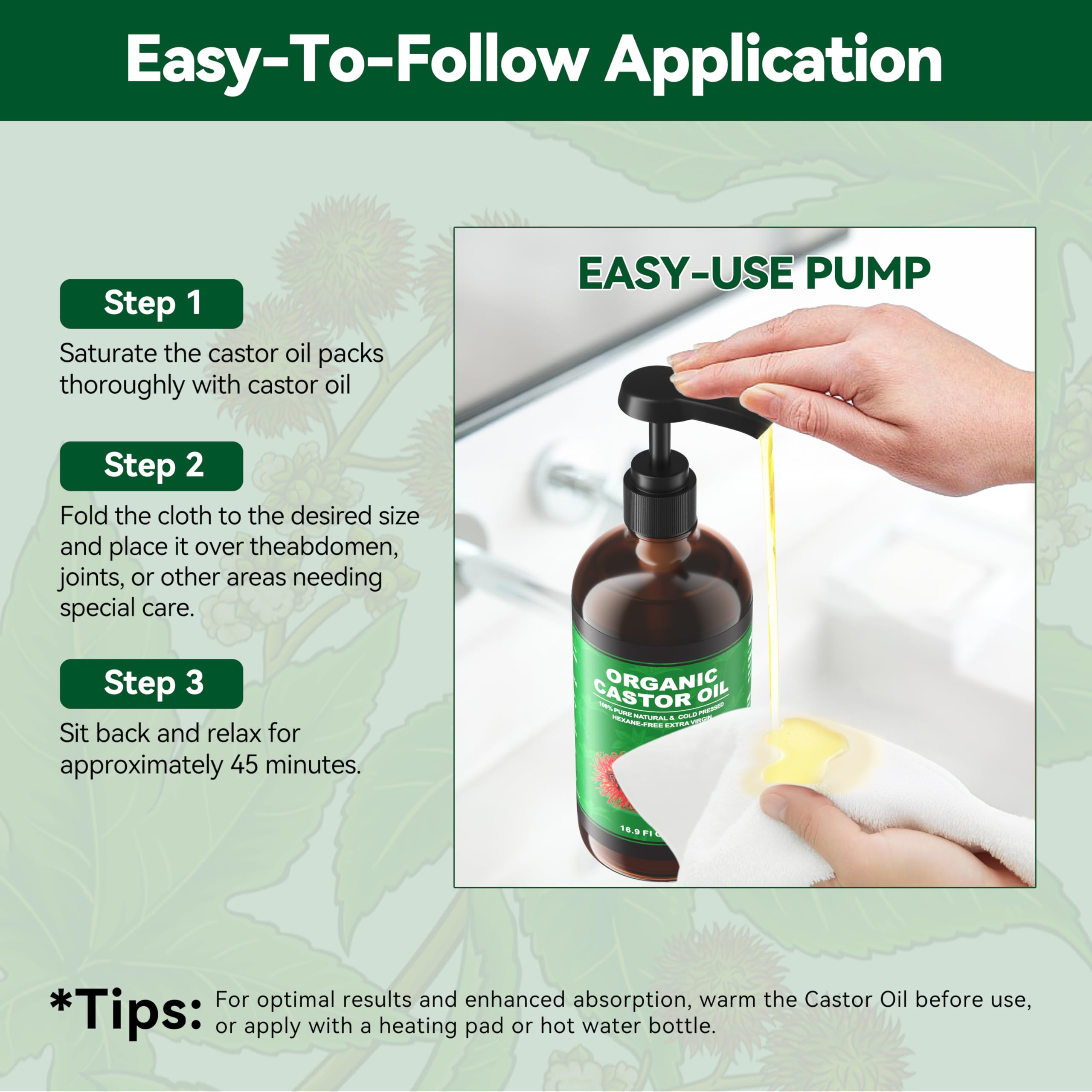 Castor oil used for hair, lashes, and brows