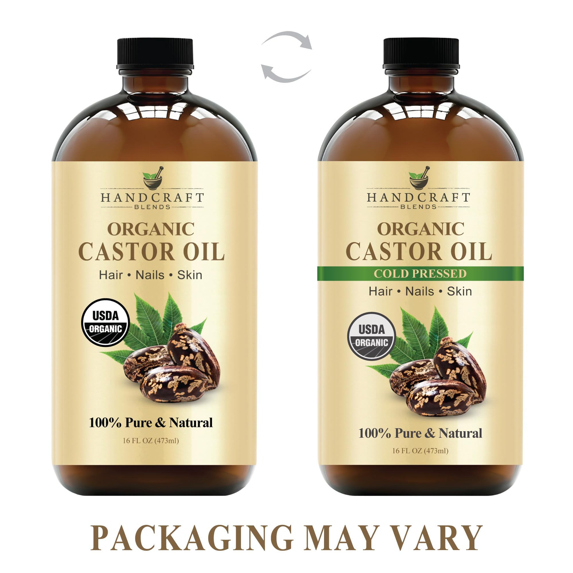 Castor oil for hair care in 16oz glass bottle by Handcraft Blends