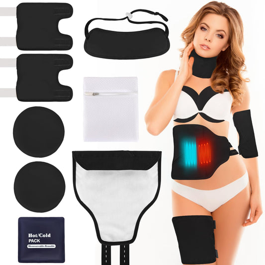 Castor oil pack neck wrap from the 8-piece kit with adjustable strap