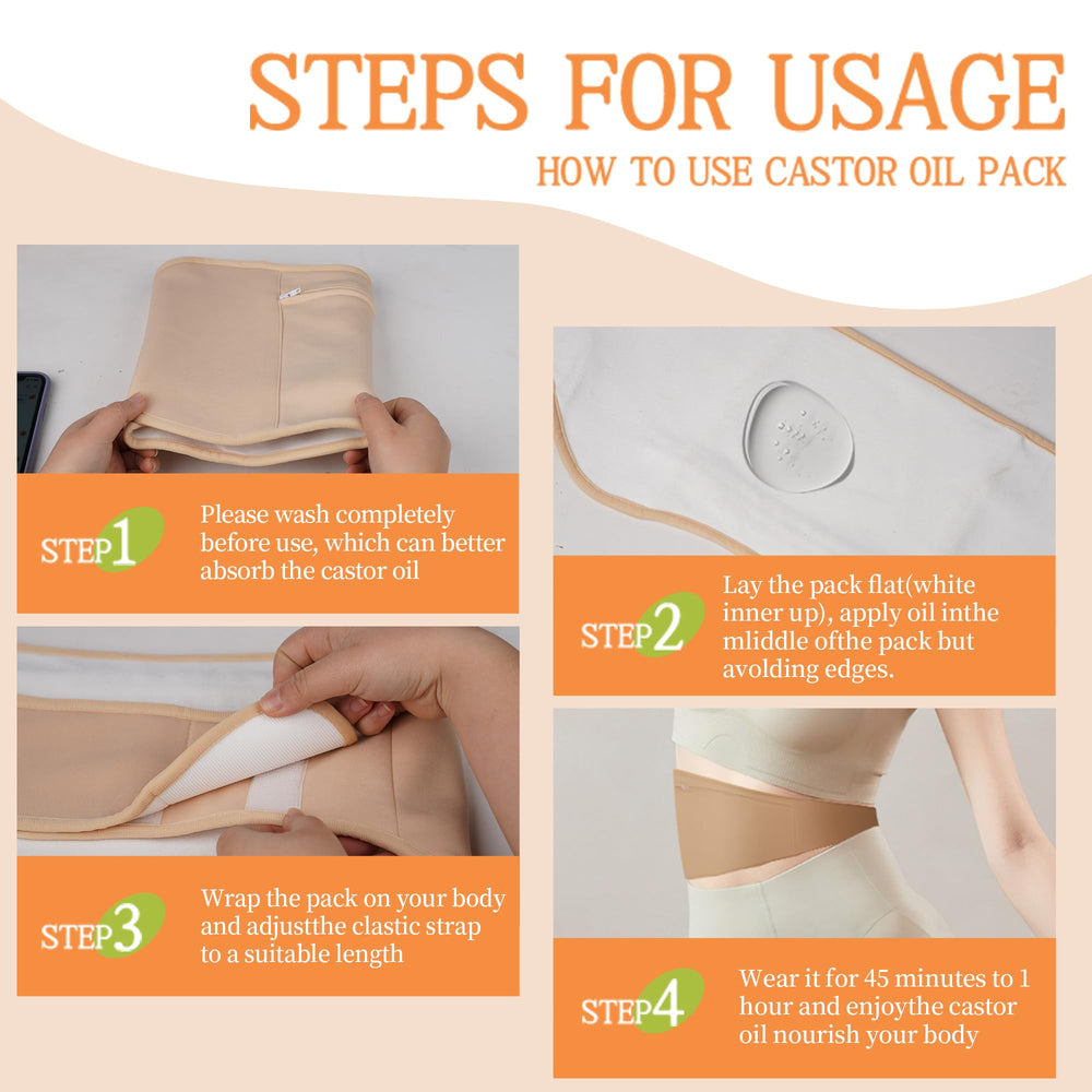 Zippered laundry bag for castor oil pack kit