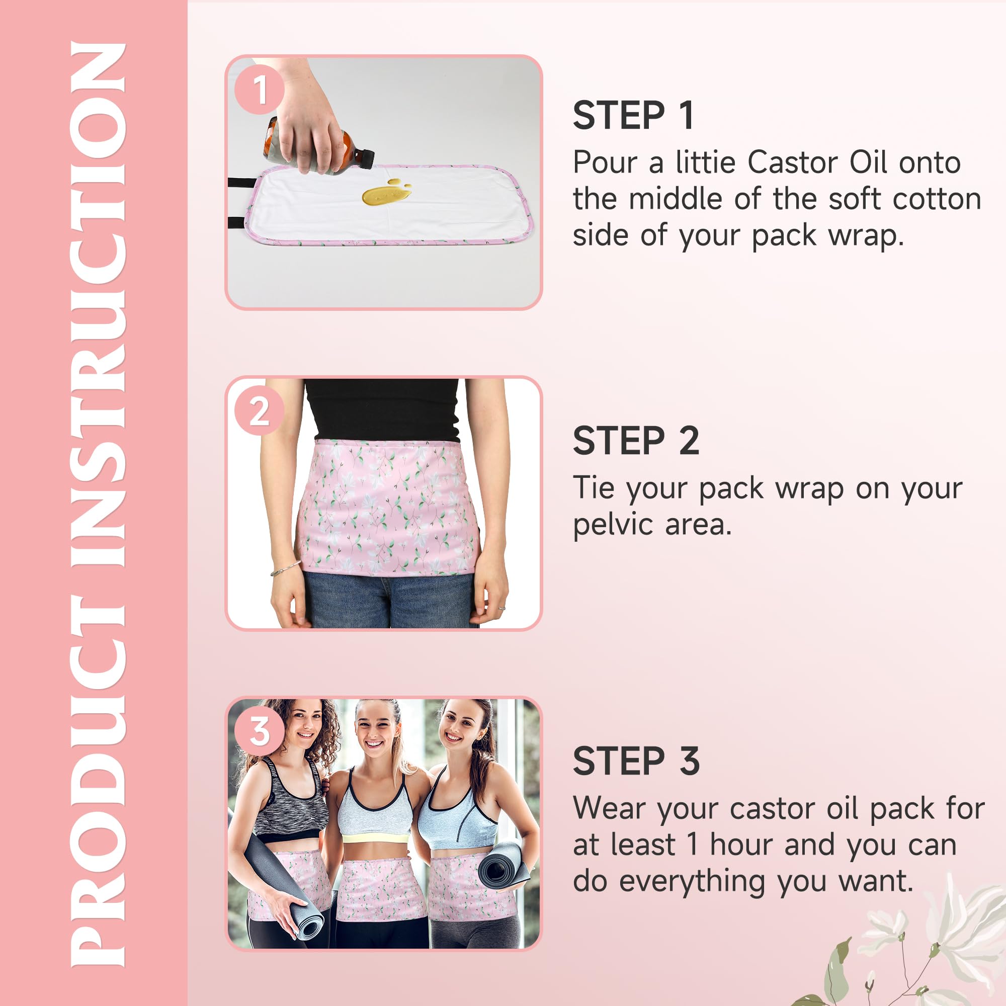 Castor oil pack worn on pelvic area demonstrating fit