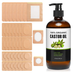 Castor oil pack set with 38 patches and wraps