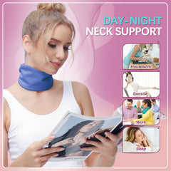 Flat lay image of reusable violet castor oil neck wrap