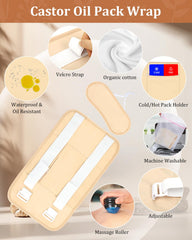 Machine-washable and reusable castor oil pack wrap