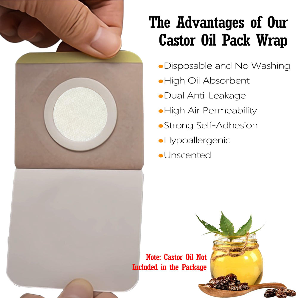 Self-adhesive castor oil patch with organic cotton pad