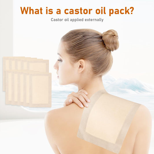 Self-adhesive castor oil wrap showing back side