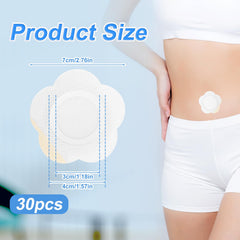 Self-adhesive belly button castor oil patch applied to skin