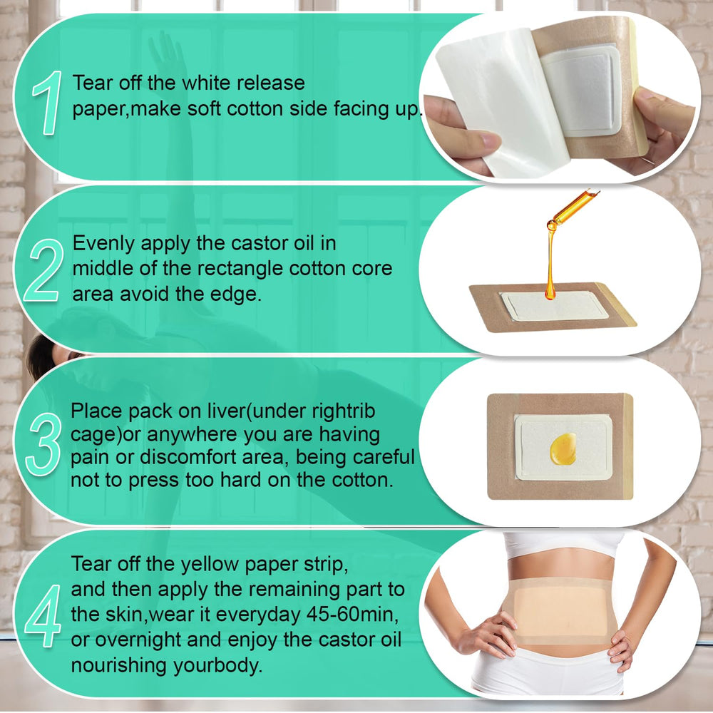 Castor oil patches suitable for abdomen, back and thighs