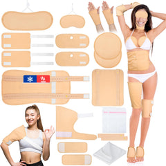 Complete 18-piece castor oil pack wrap kit layout