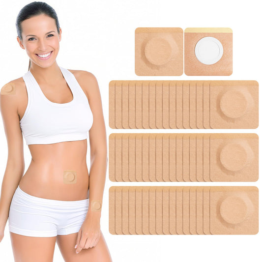 Belly button castor oil pack wrap patches laid out