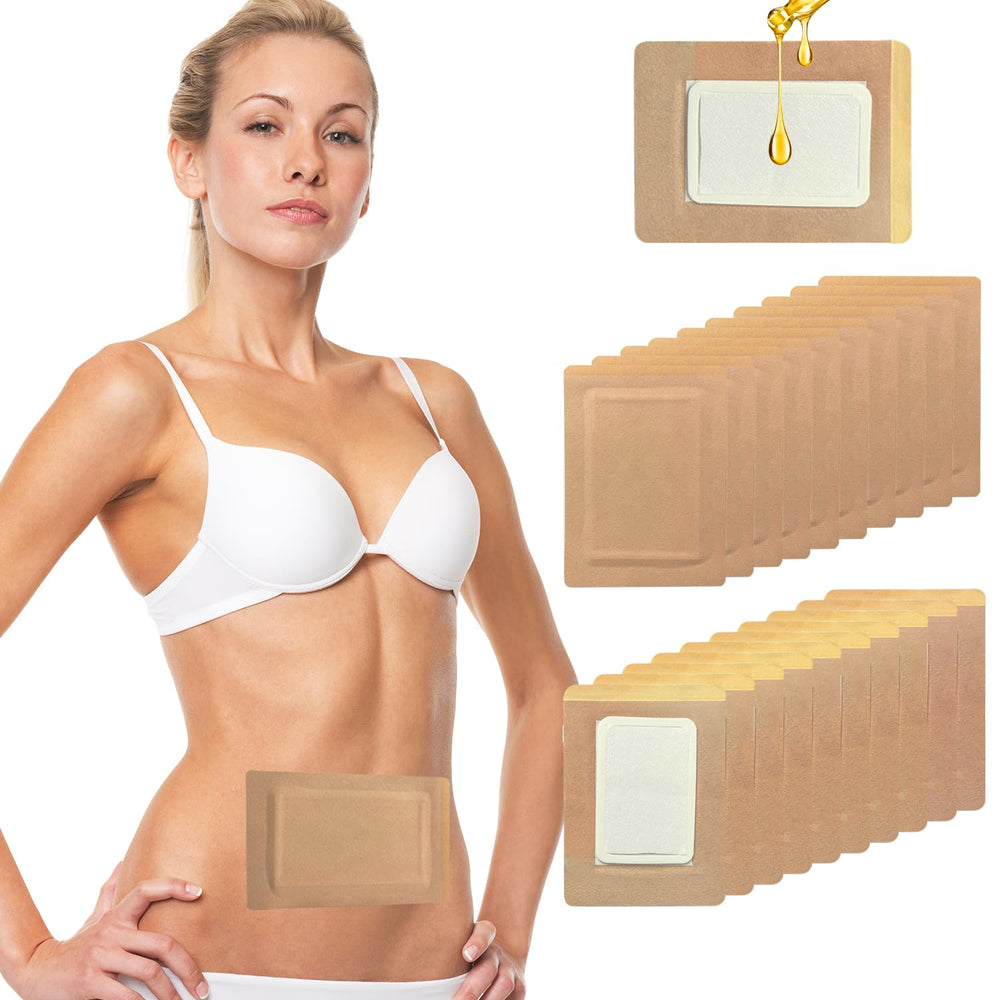 20-pack disposable castor oil wrap patches in a gift box