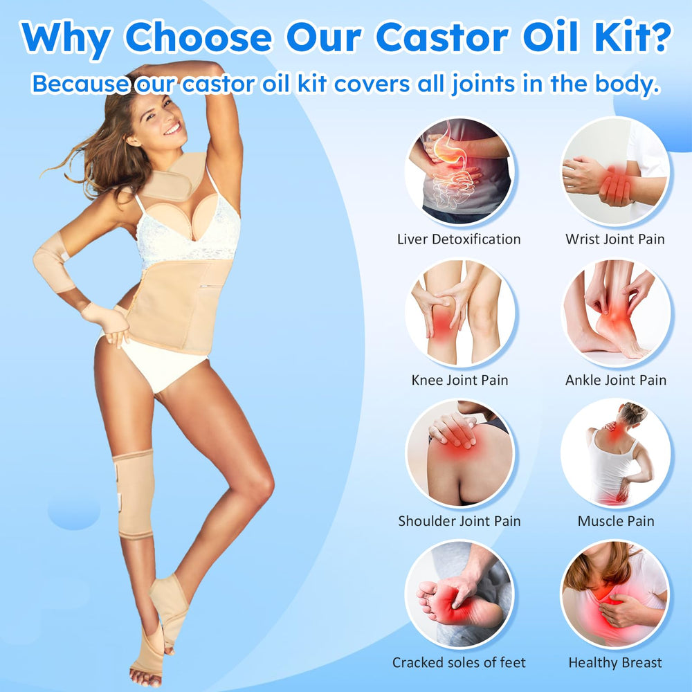 Waist castor oil pack wrap designed for secure fit