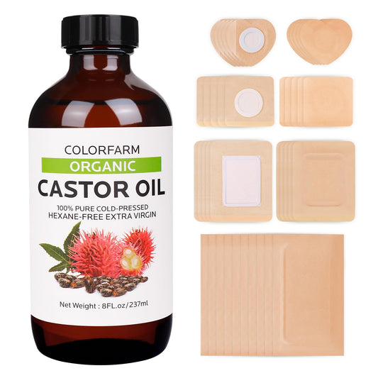 Packaging and 40 disposable patches for castor oil pack wrap