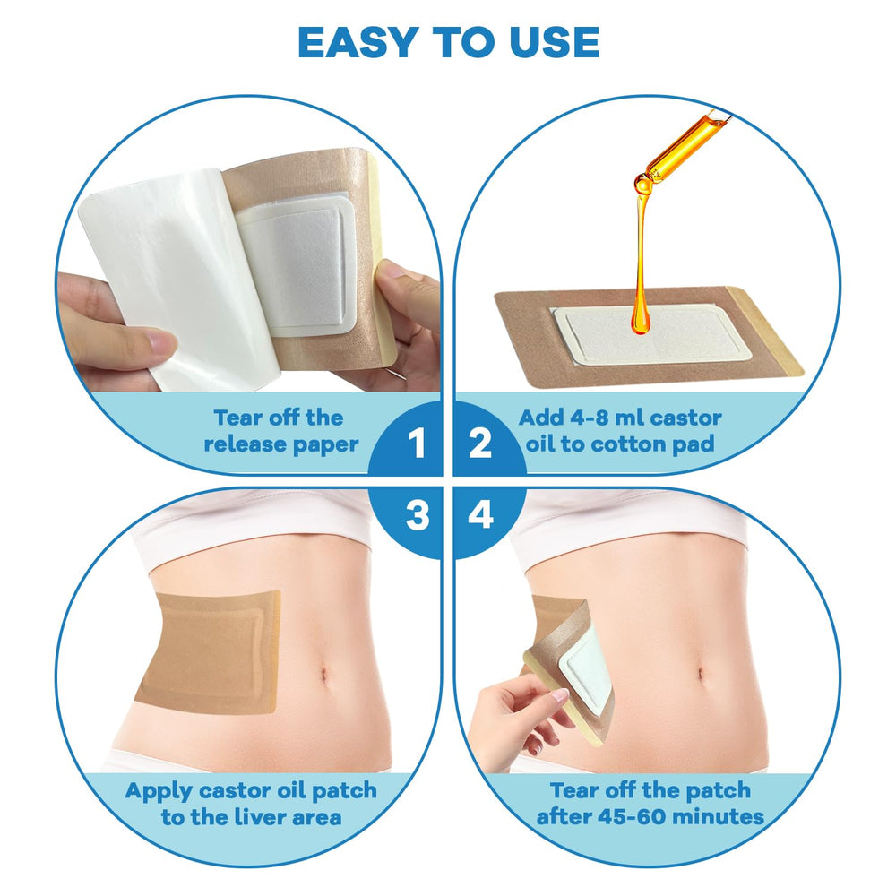 Gift-ready box of castor oil patches