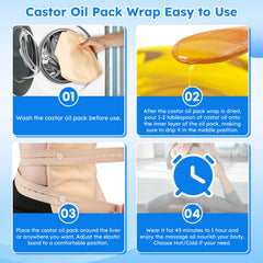 Zippered outer pocket on the castor oil wrap for storage