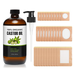 Castor oil pack wrap with 8 oz glass bottle