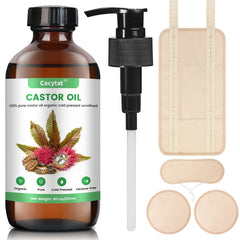 8 oz glass bottle of pure organic castor oil