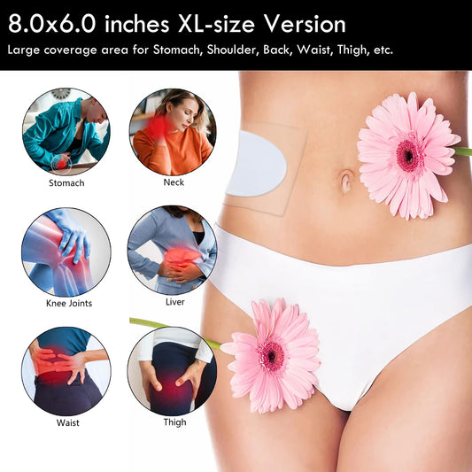 Disposable self-adhesive castor oil patches for stomach area