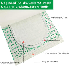 Ultra-thin outer PU film and skin-friendly castor oil patch on skin