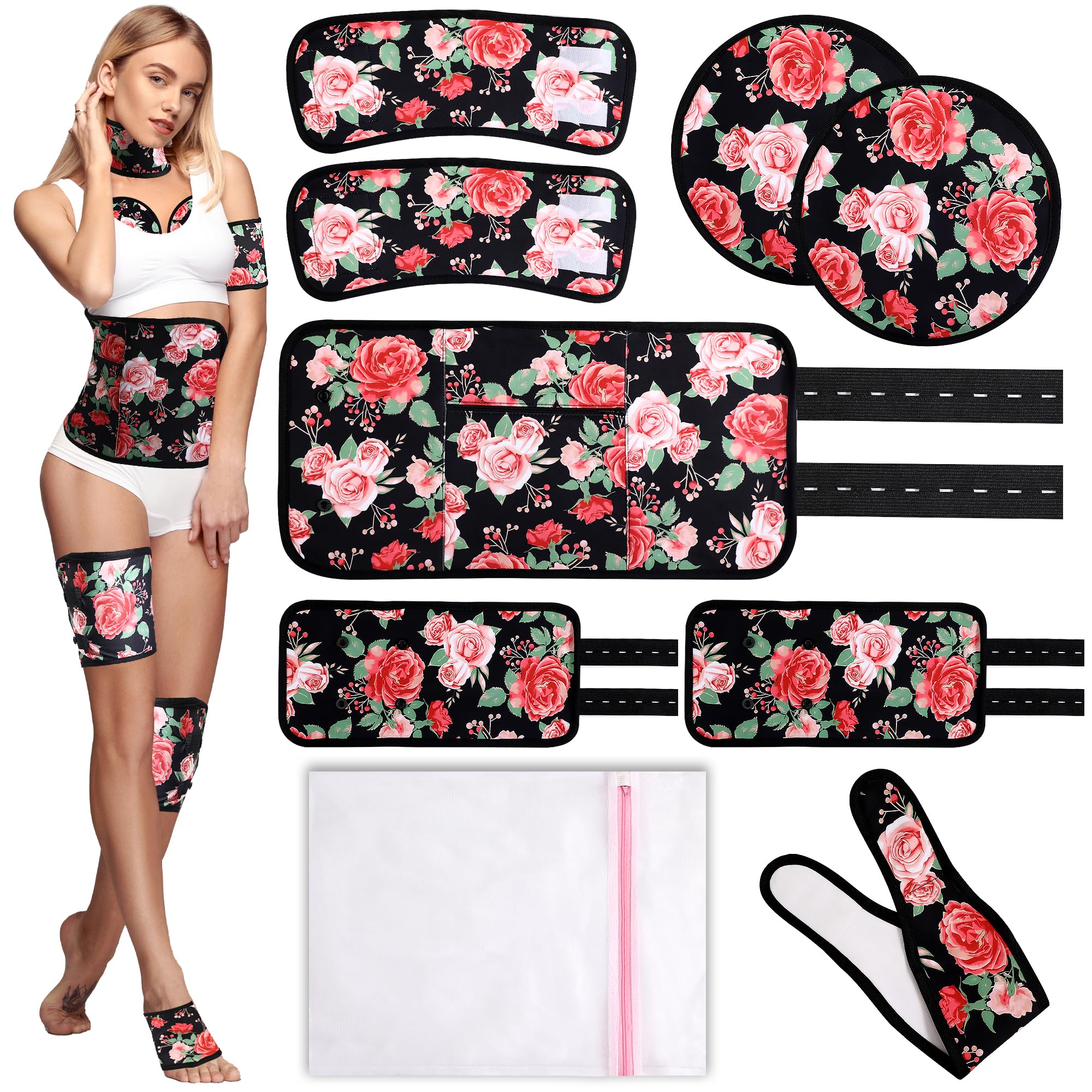 Castor oil pack wrap 9-piece Organic Cotton kit with optional adjustable straps