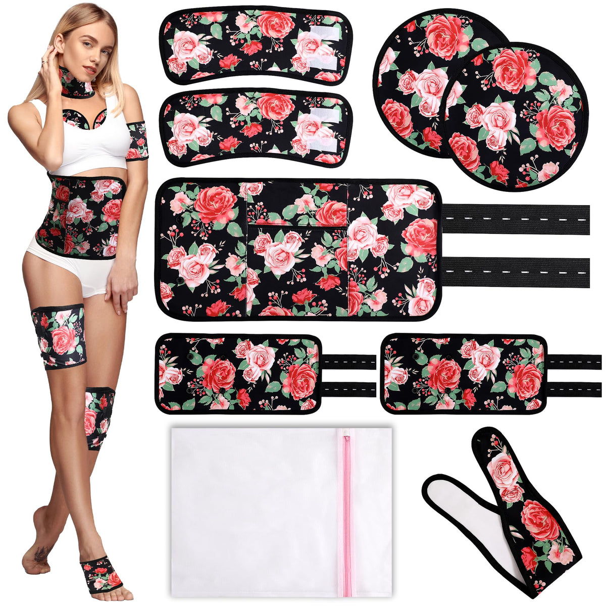 Castor oil pack wrap 9-piece Organic Cotton kit with optional adjustable straps