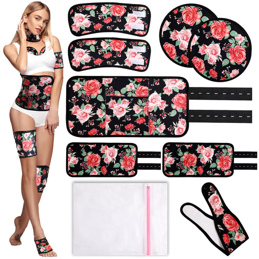 Castor oil pack wrap 9-piece Organic Cotton kit with optional adjustable straps
