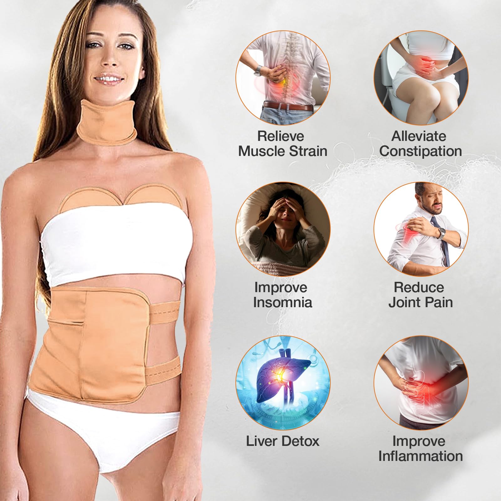 Adjustable elastic band on the castor oil pack wrap