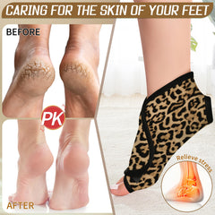 Adjustable ankle wrap shown on the foot