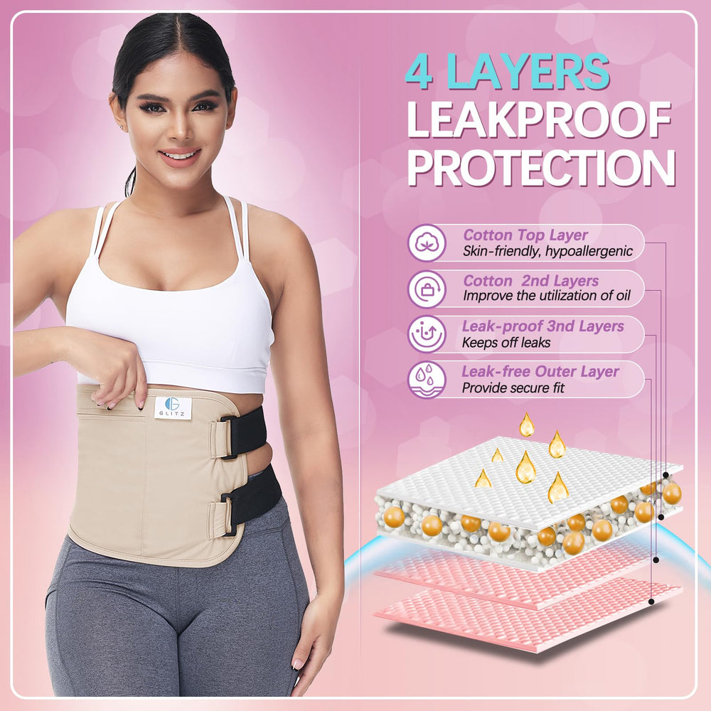 Back view of Castor Oil Pack Wrap Apricot