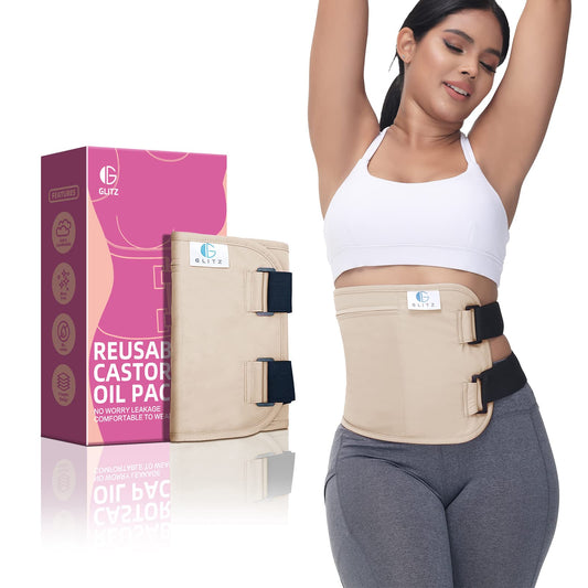 Castor Oil Pack Wrap Apricot outer front view