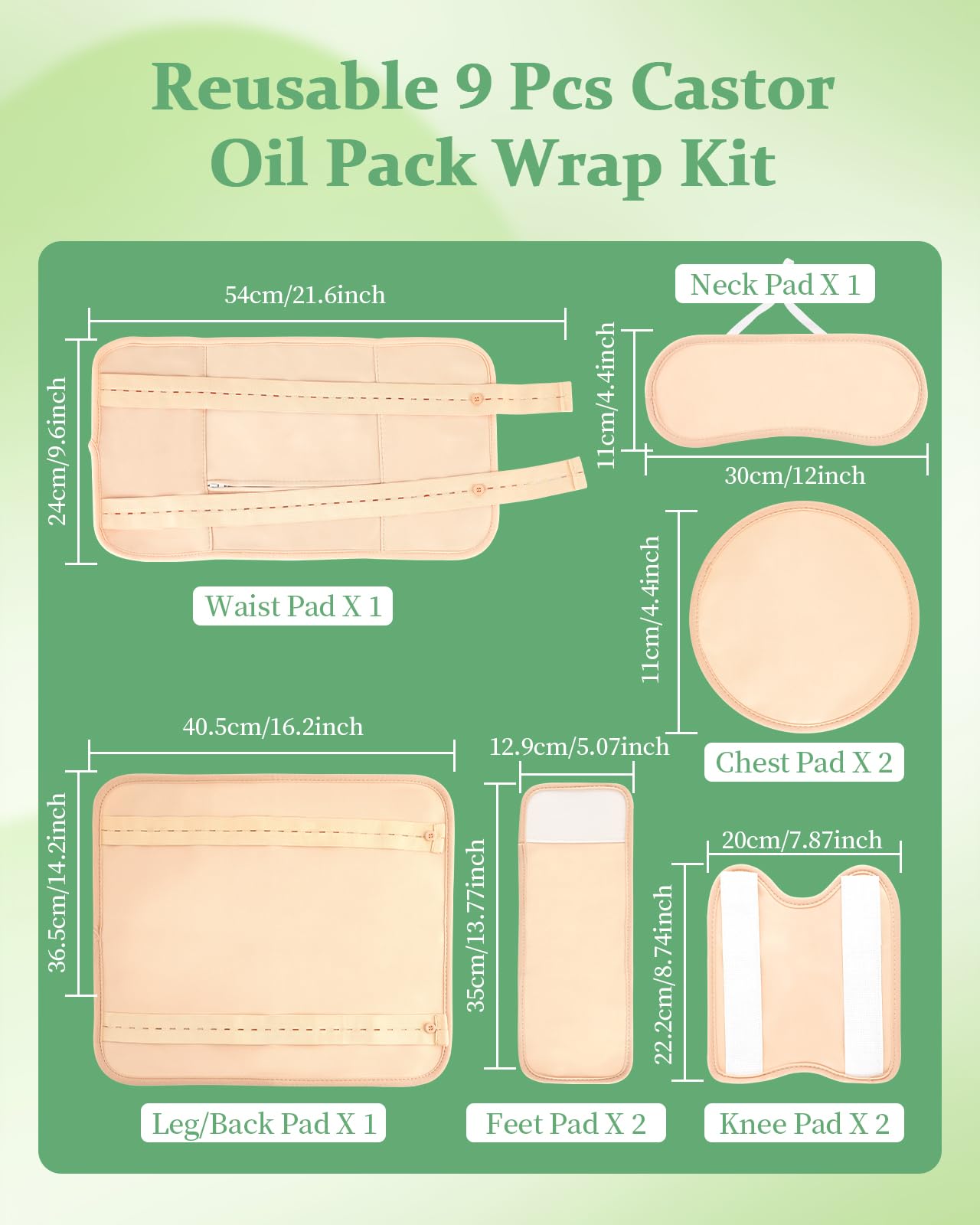 Castor Oil Pack Wrap for Back/Leg