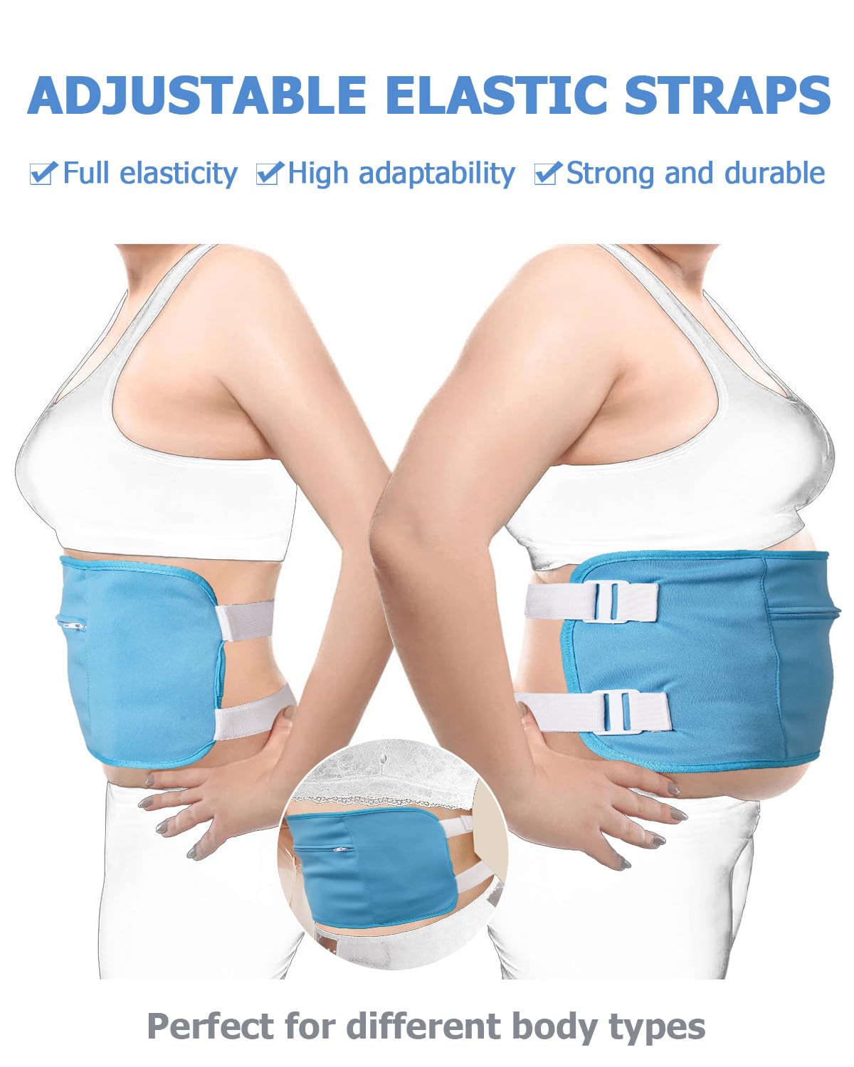 Knee/leg wraps castor oil pack blue, reusable organic cotton flannel