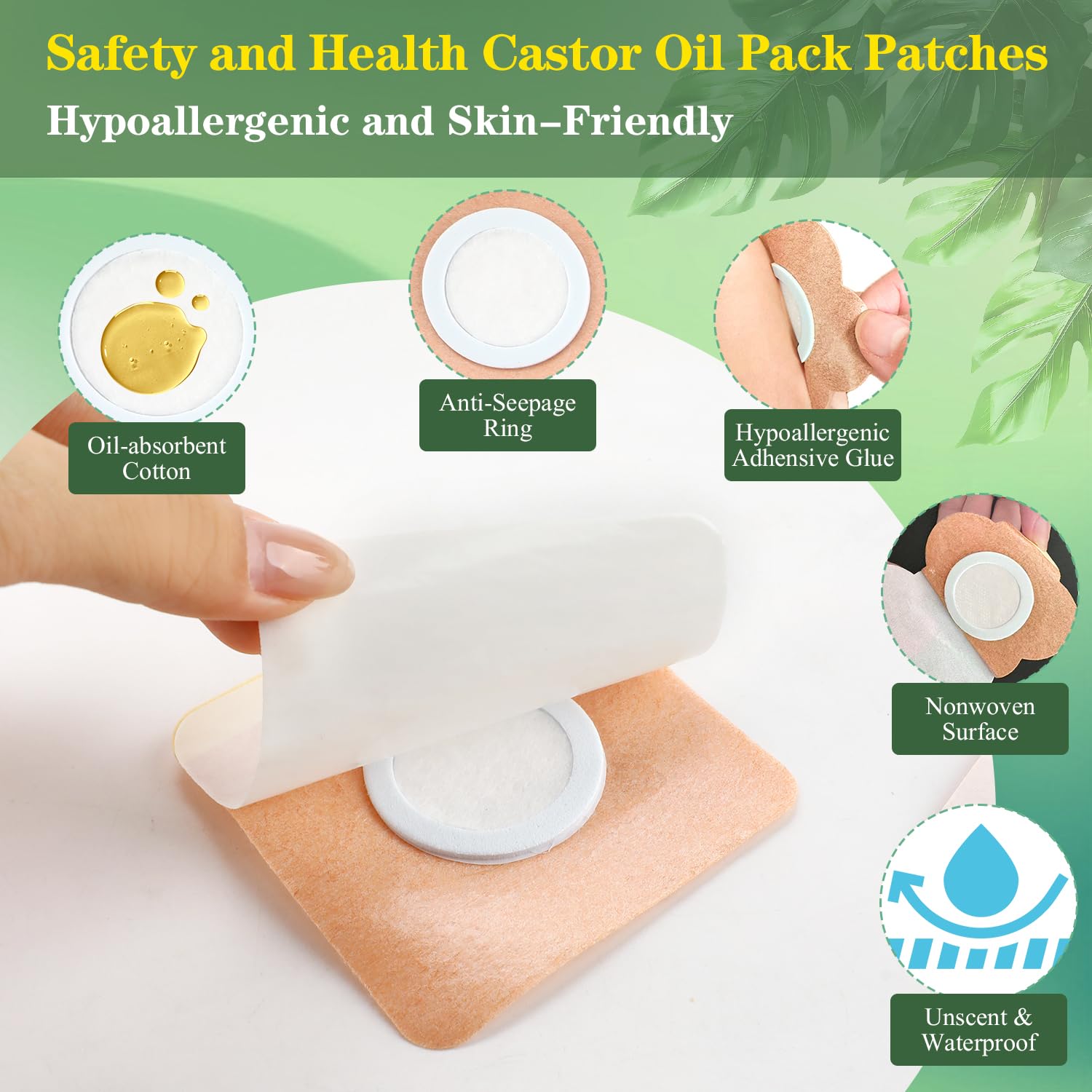close-up of castor oil pack wrap details