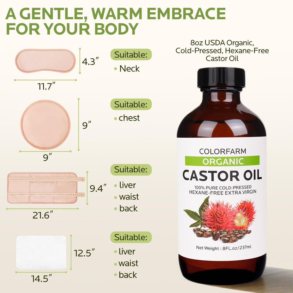 Organic castor oil pack kit: hexane-free, vegan, cruelty-free