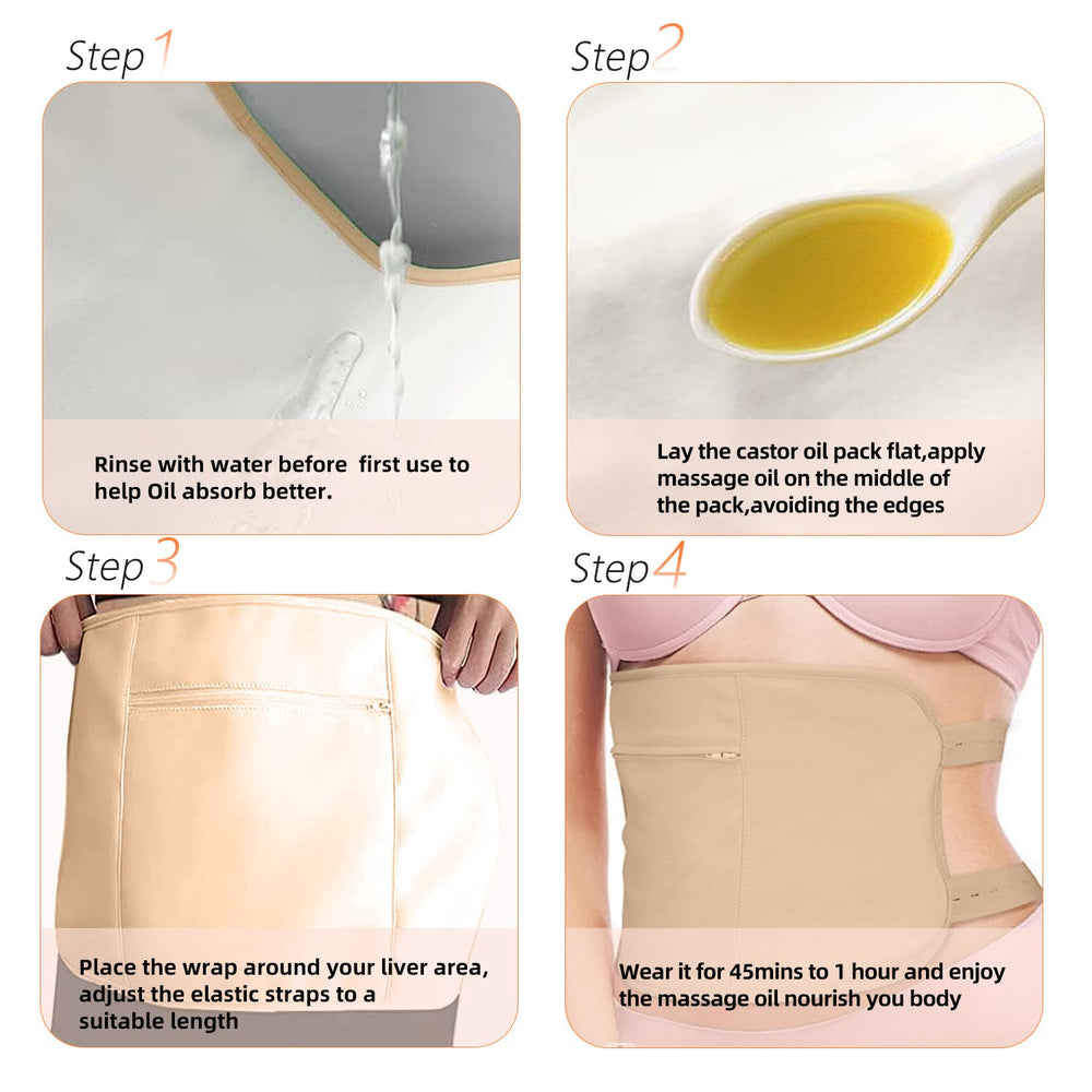 Complete 11-piece castor oil pack wrap kit set
