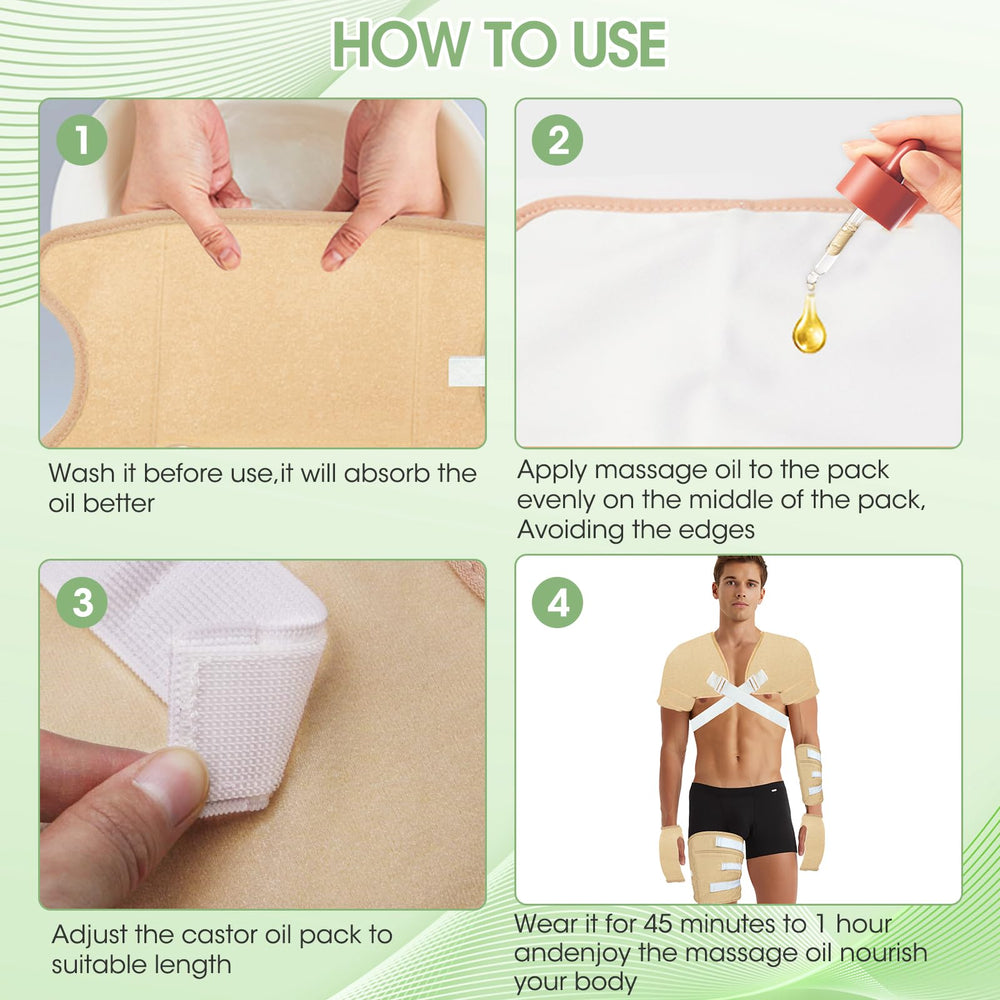 Laundry bag and packaging bag included with Castor Oil Pack Wrap for Men