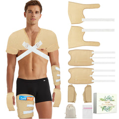 Castor Oil Pack Wrap for Men shoulder packs secured with full adhesive