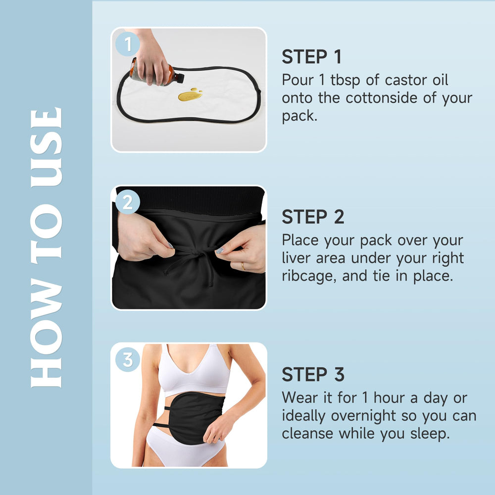 Castor oil pack worn on the stomach for detox and relaxation